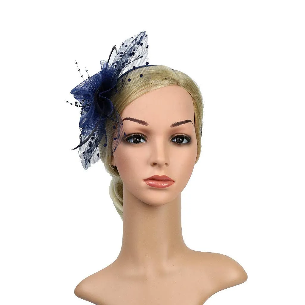1920s Headpiece Flapper Headband Vintage Wedding Fashion Mesh Ribbons Feathers on a Headband Bridal Wedding Veil