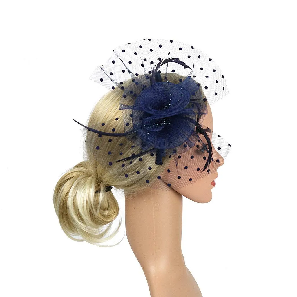 1920s Headpiece Flapper Headband Vintage Wedding Fashion Mesh Ribbons Feathers on a Headband Bridal Wedding Veil