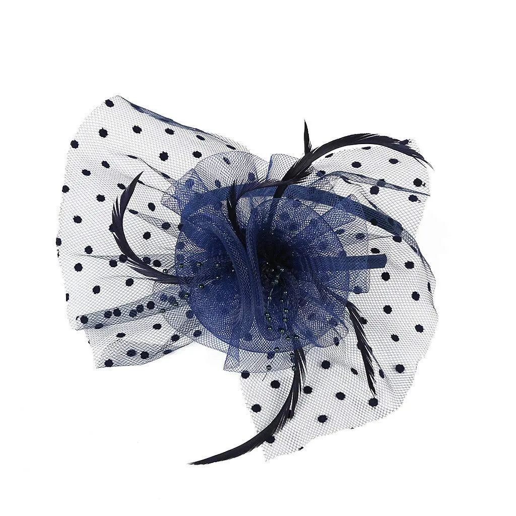 1920s Headpiece Flapper Headband Vintage Wedding Fashion Mesh Ribbons Feathers on a Headband Bridal Wedding Veil