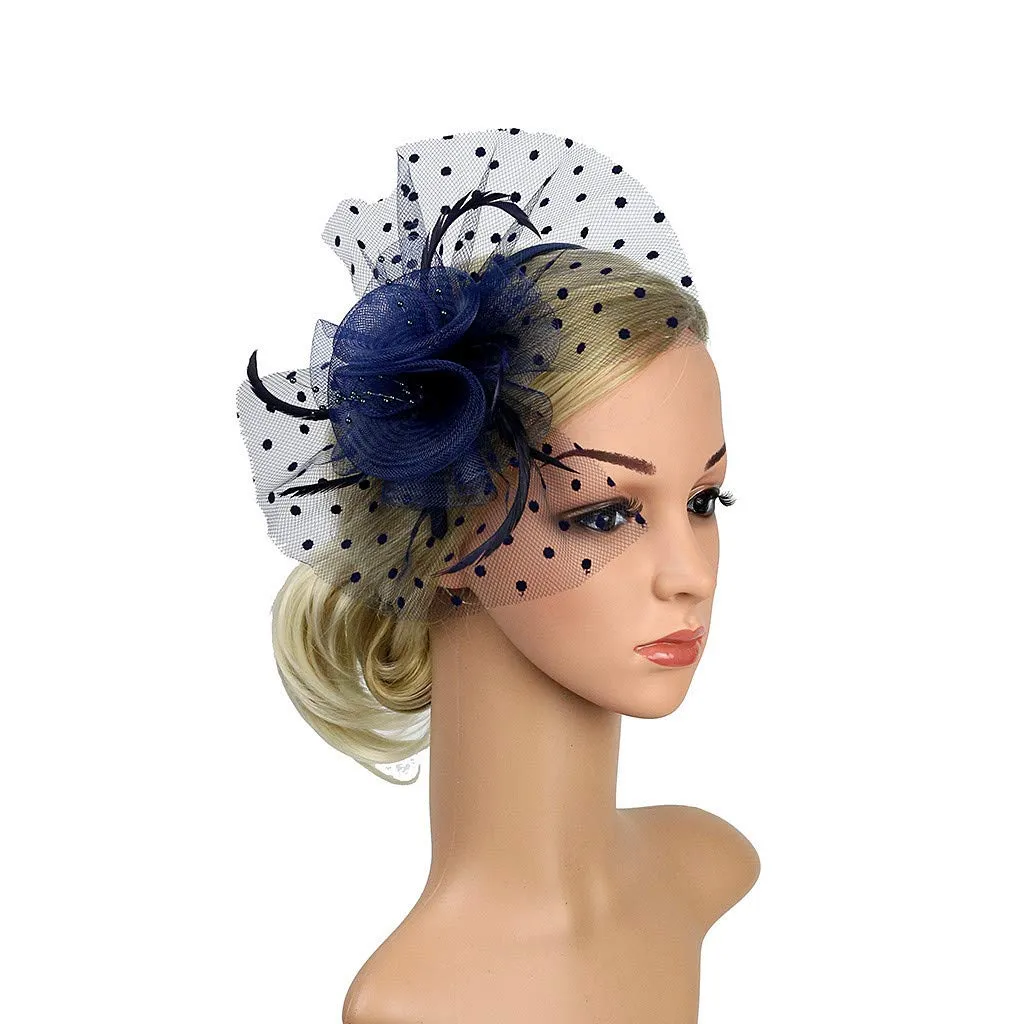 1920s Headpiece Flapper Headband Vintage Wedding Fashion Mesh Ribbons Feathers on a Headband Bridal Wedding Veil