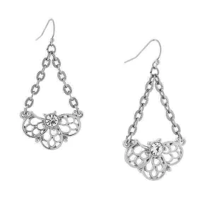 1928 Jewelry Crystal Filigree Linking Chain Drop Earrings
