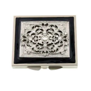 1928 Jewelry Enamel Crystal Square Mirror Compact