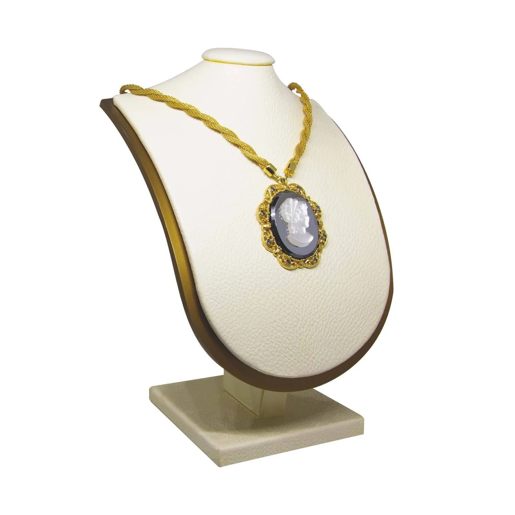 1928 Jewelry Golden Era Noir Et Clair Cameo Necklace 16"   3" Extension