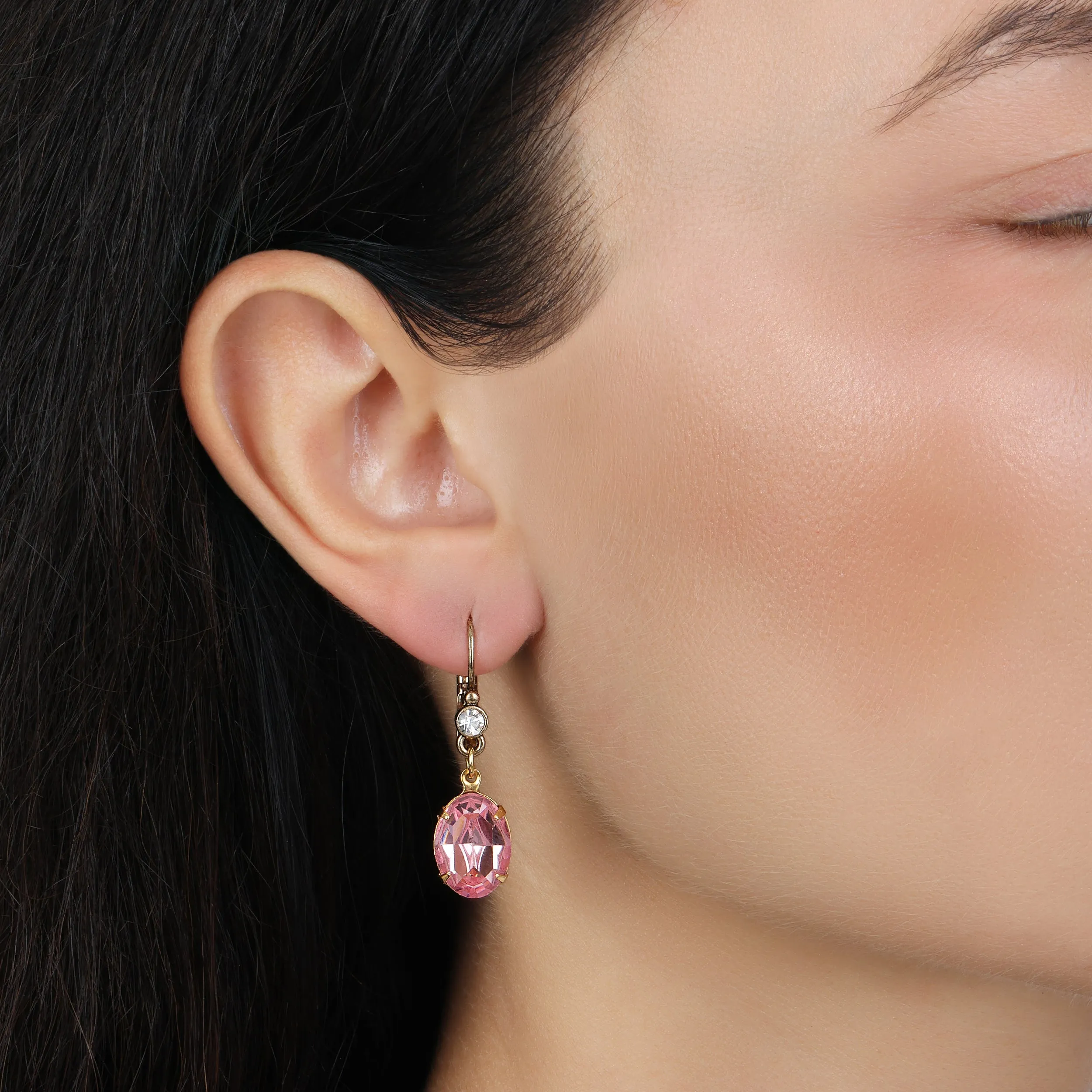 1928 Jewelry Rose Pink Austrian Crystal Drop Earrings