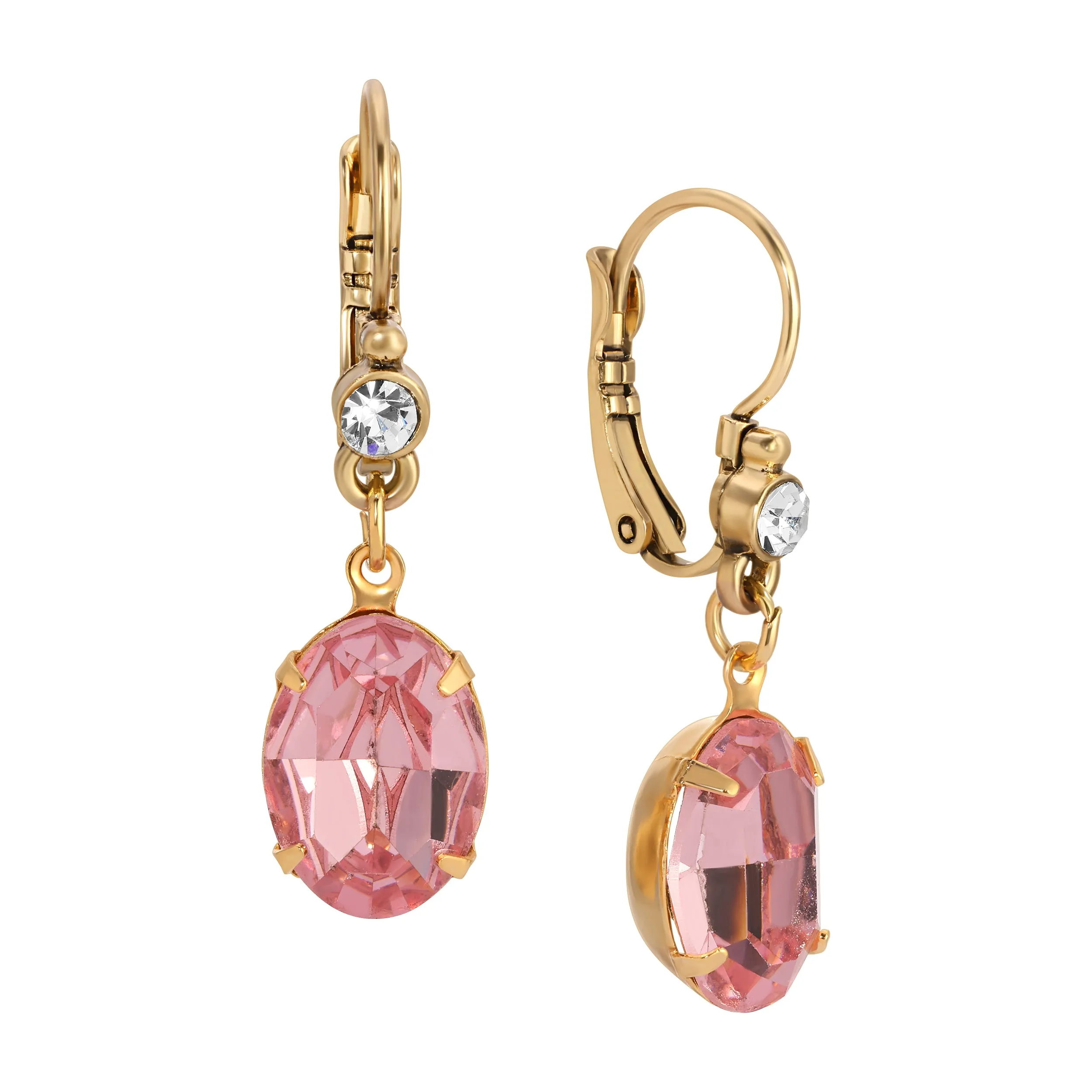1928 Jewelry Rose Pink Austrian Crystal Drop Earrings