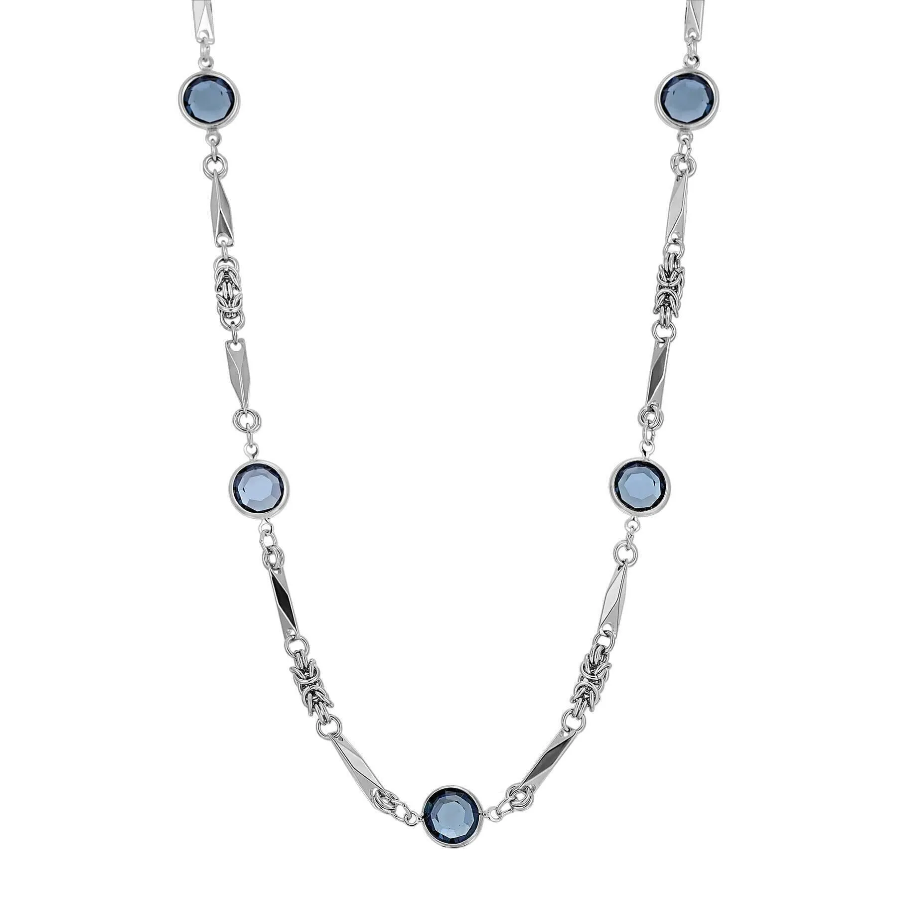 1928 Jewelry Round Channel Crystal Pendant Necklace 24"