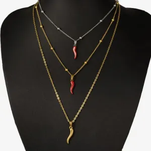 1Pc Stainless Steel Hot Pepper Pendant Necklace for Women