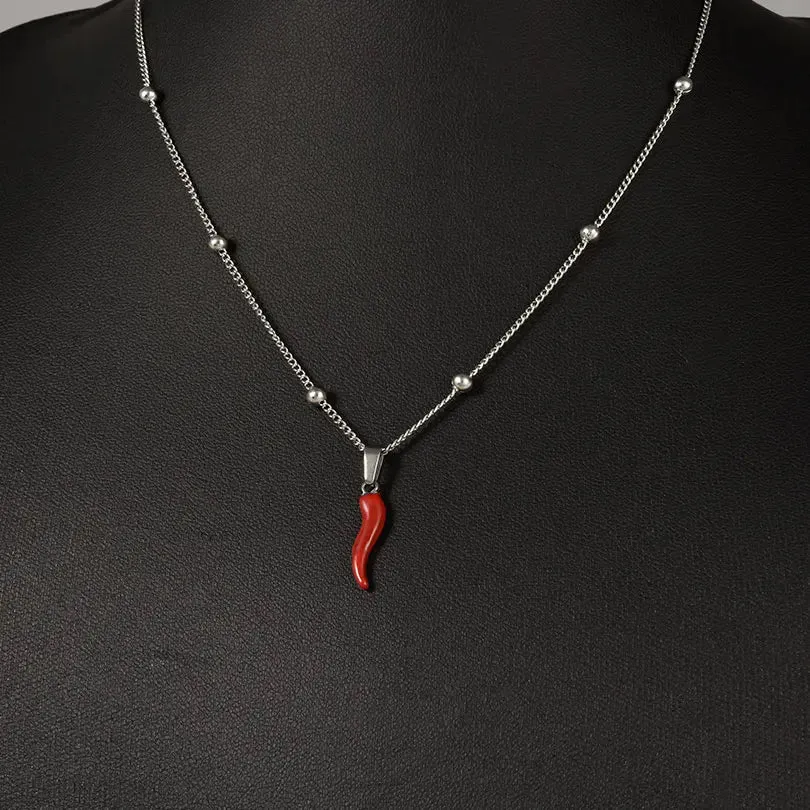 1Pc Stainless Steel Hot Pepper Pendant Necklace for Women