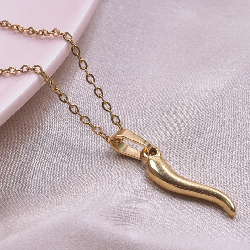 1Pc Stainless Steel Hot Pepper Pendant Necklace for Women