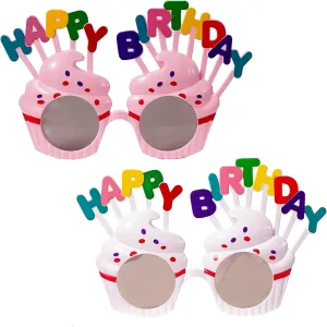 2 Packs Happy Birthday Sunglasses,Birthday Photo Props Funny Novelty Glasses, Birthday Party for Kids and Adults