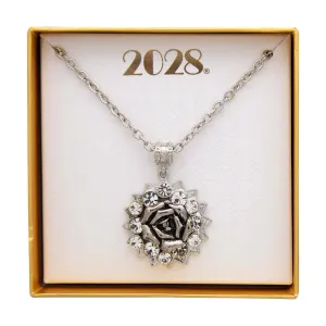 2028 Jewelry Crystal Flower Pendant Necklace 16"   3" Extender