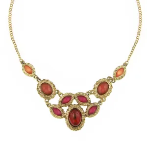 2028 Jewelry Padparadscha Fuchsia Siam Red Bib Necklace 16"   3" Extender
