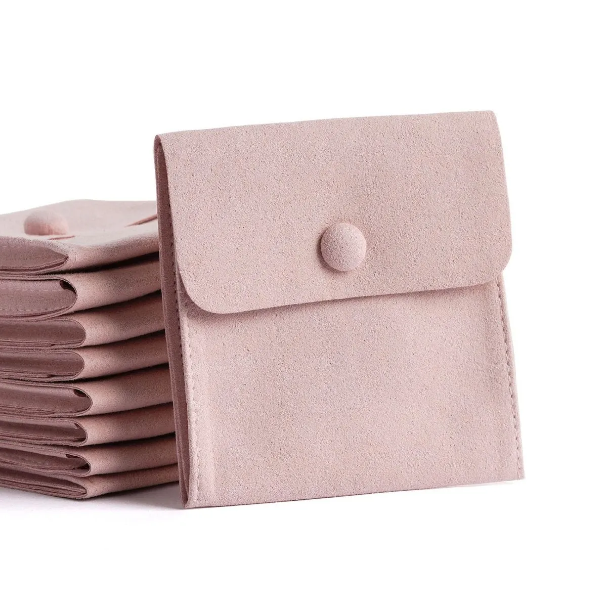 20pcs 8x8cm Luxury Small Jewelry Gift Bag Package Snap Button