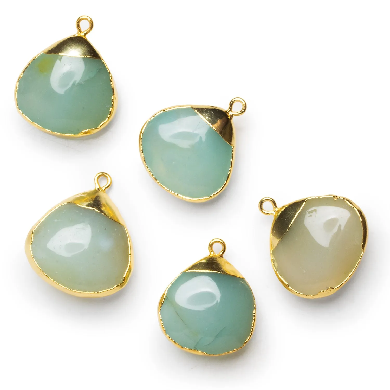 21mm Blue Chalcedony Gold Leafed Heart Pendant 1 Bead