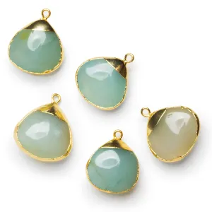 21mm Blue Chalcedony Gold Leafed Heart Pendant 1 Bead