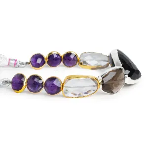 22x19mm Leafed Multi Gemstone Beads 6.5 inch 11 pieces