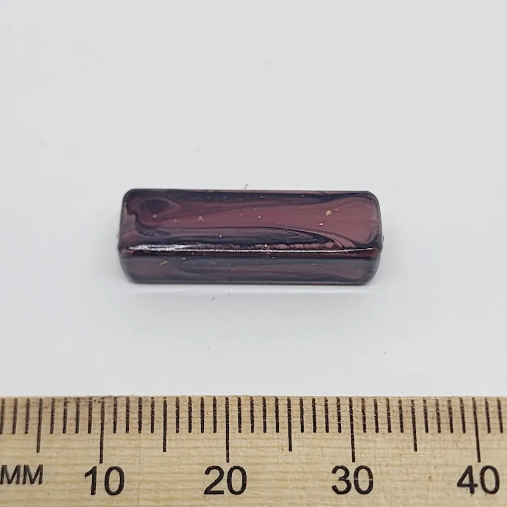 23x7mm Rectangular Tube (25) - Dark Brown - Vintage Wood Veneer Marbled Effect Beads
