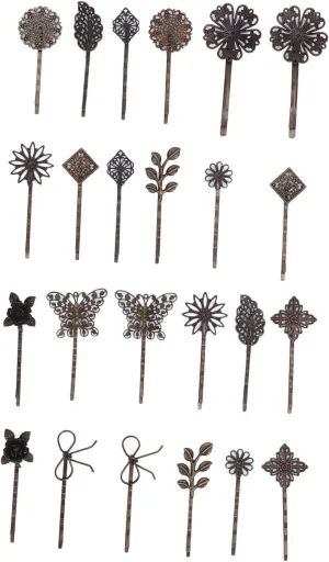 24pcs Vintage Hair Clips Set - Retro Hair Pins for Women and Girls, Suitable for Cosplay and Themed Events