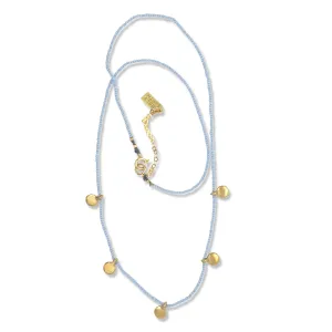 251NLGBB - Gold Dot Necklace on Baby Blue Beads