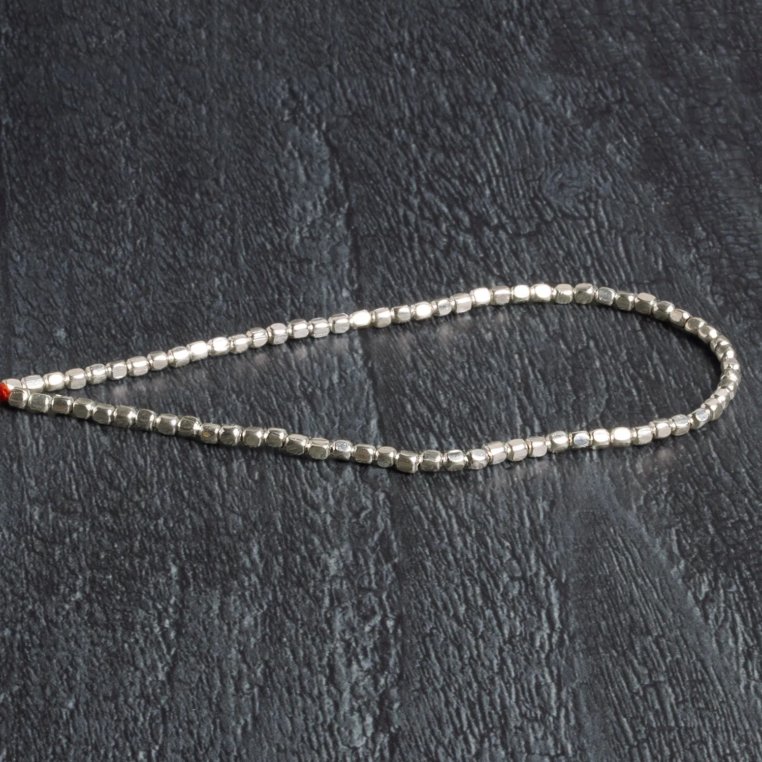 2.5mm Sterling Silver plated Copper Shiny Cubes 8 inch 78 beads