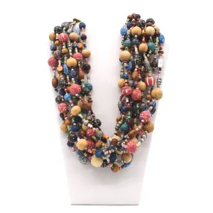 27" Assorted Glass, Clay and Wooden Beads Necklace (Dozen)