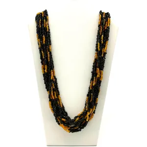 27" Black and Golden Glass Bead Necklace (Dozen)
