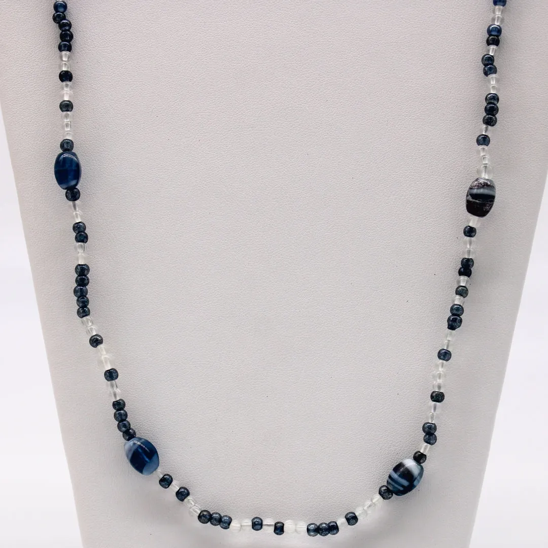 27" Clear and Gray Glass Bead Necklace (Dozen)