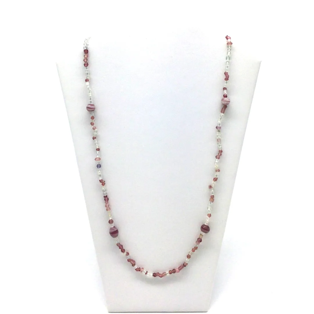 27" Clear and Lilac Glass Bead Necklace (Dozen)