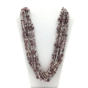 27" Clear and Lilac Glass Bead Necklace (Dozen)