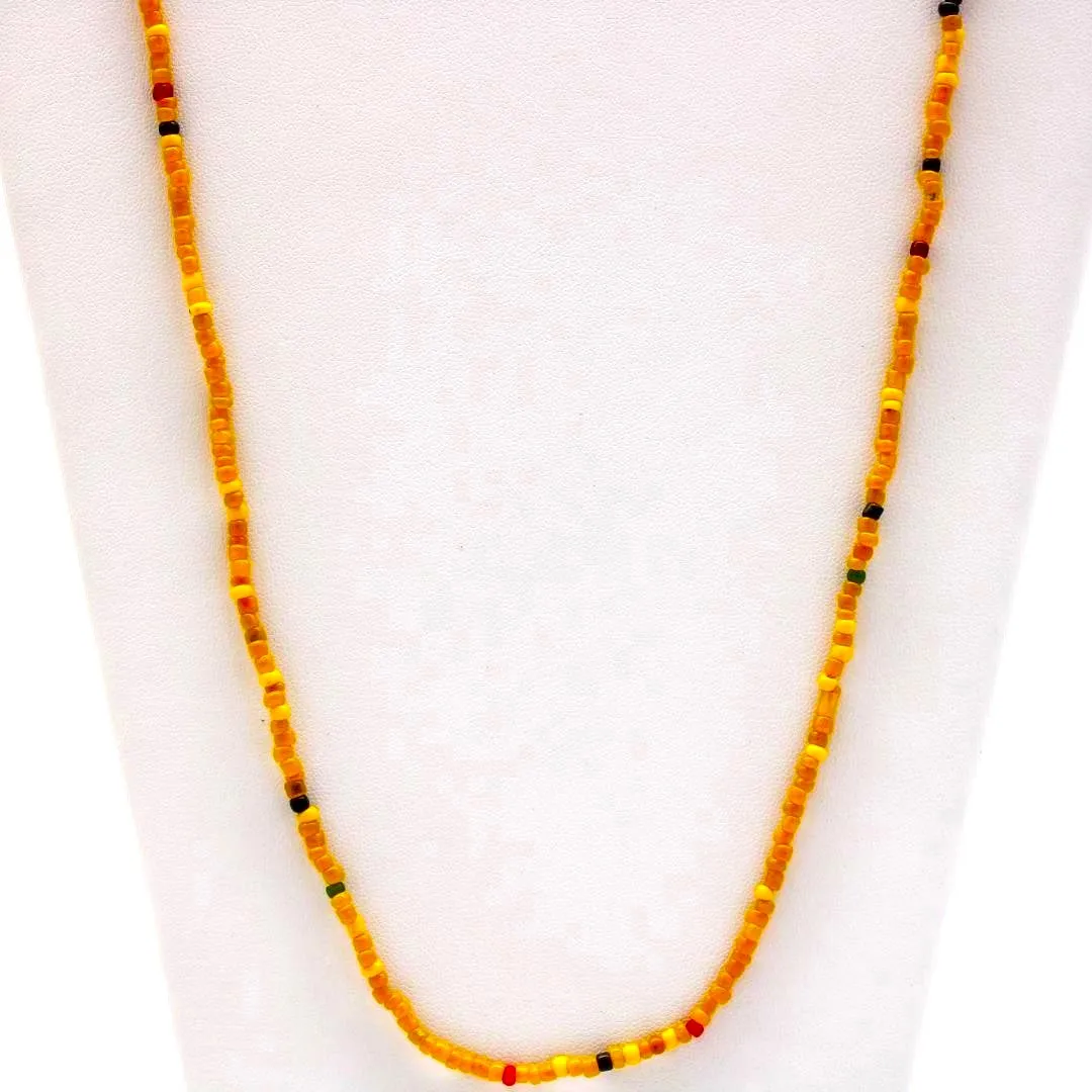 27" Matte Golden Yellow Glass Bead Necklace (Dozen)