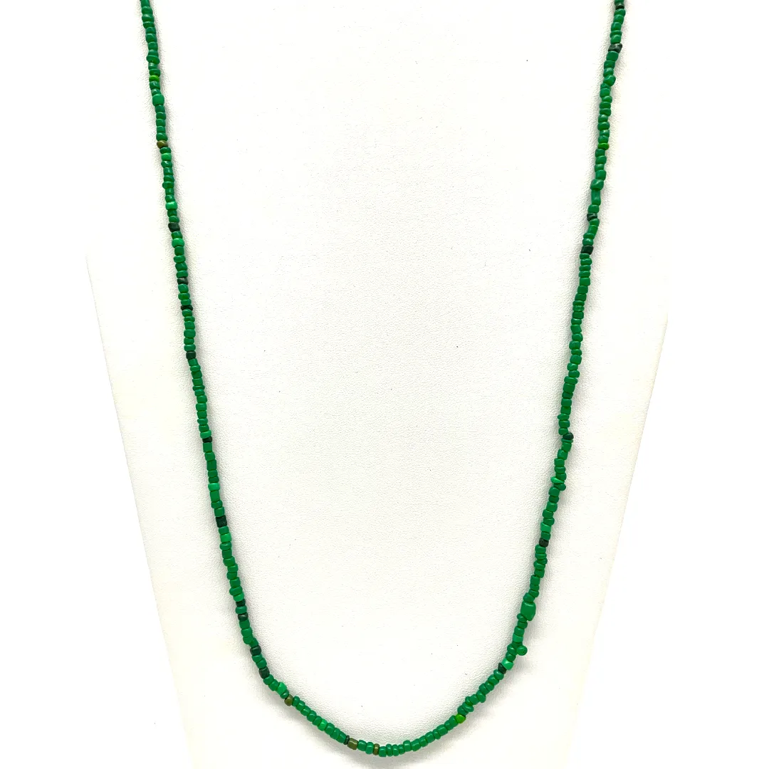 27" Matte Green Glass Bead Necklace (Dozen)