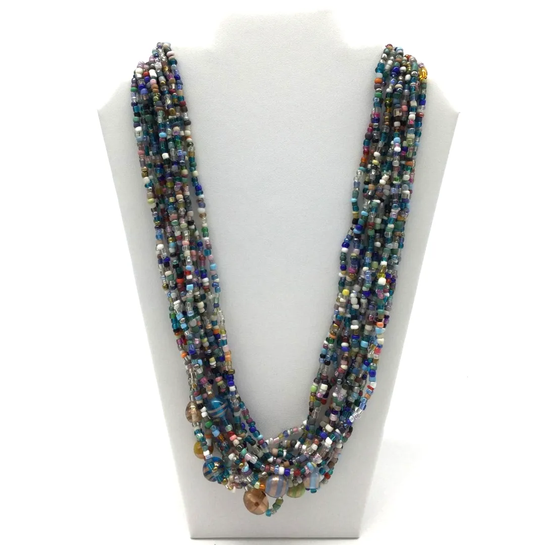 27" Multi Color Glass Bead Necklace (Dozen)