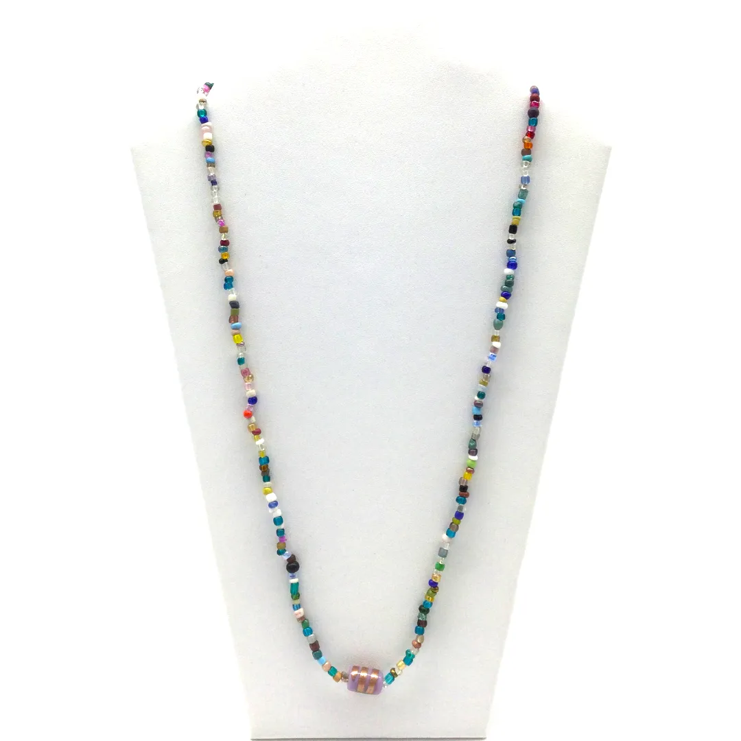 27" Multi Color Glass Bead Necklace (Dozen)