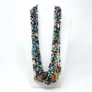 27" Multi Color with Black Glass Bead Necklace (Dozen)