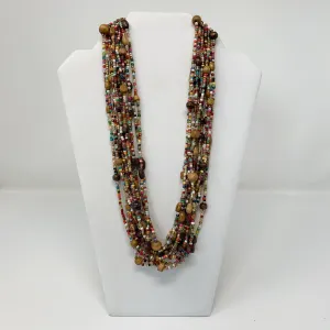 27" Multi Glass & Wood Beads Necklace (Dozen)