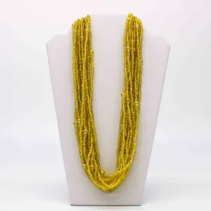 27" Yellow Glass Bead Necklace (Dozen)