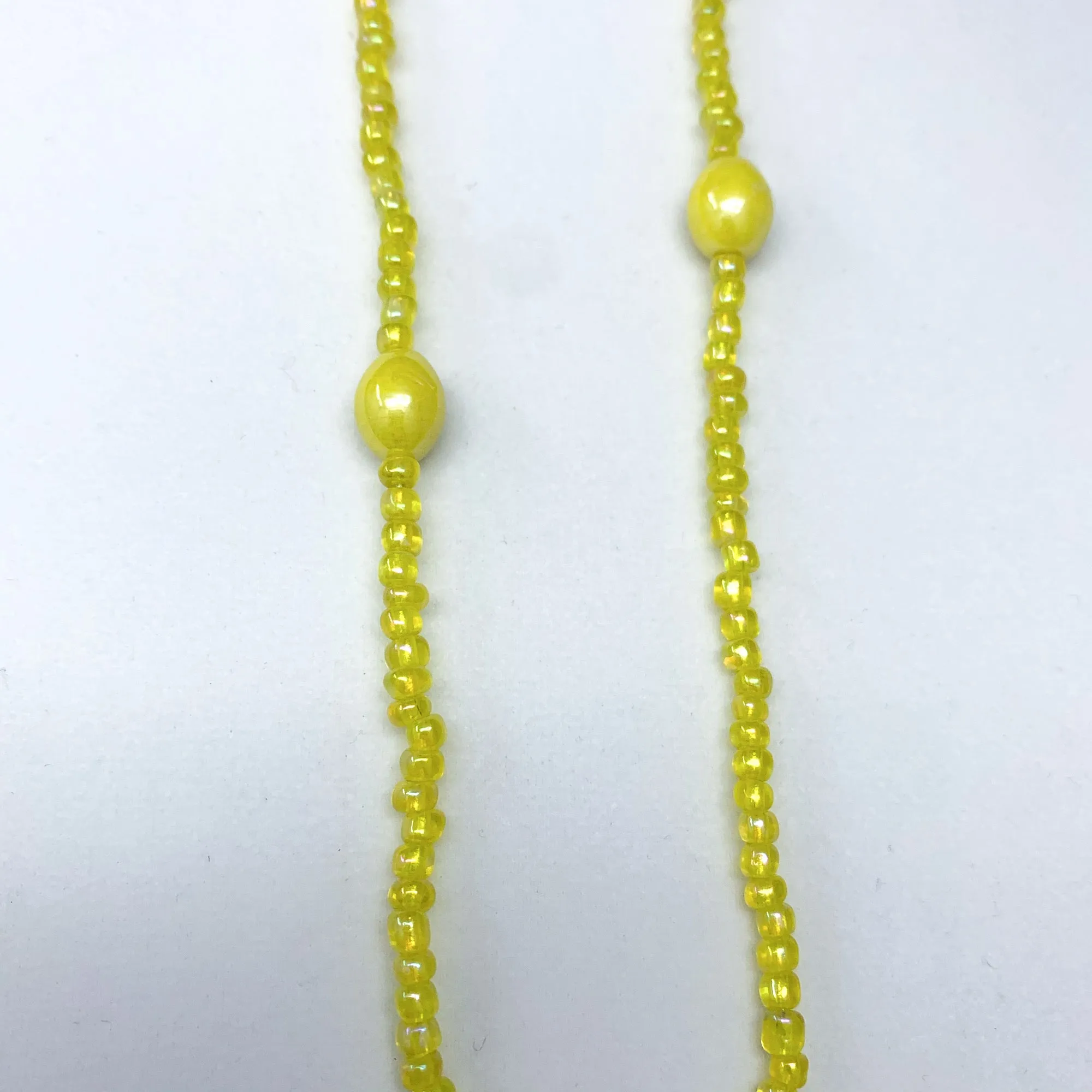 27" Yellow Glass Bead Necklace (Dozen)