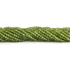 3-3.5mm Peridot Handcut Plain Rounds 12 inch 95 beads