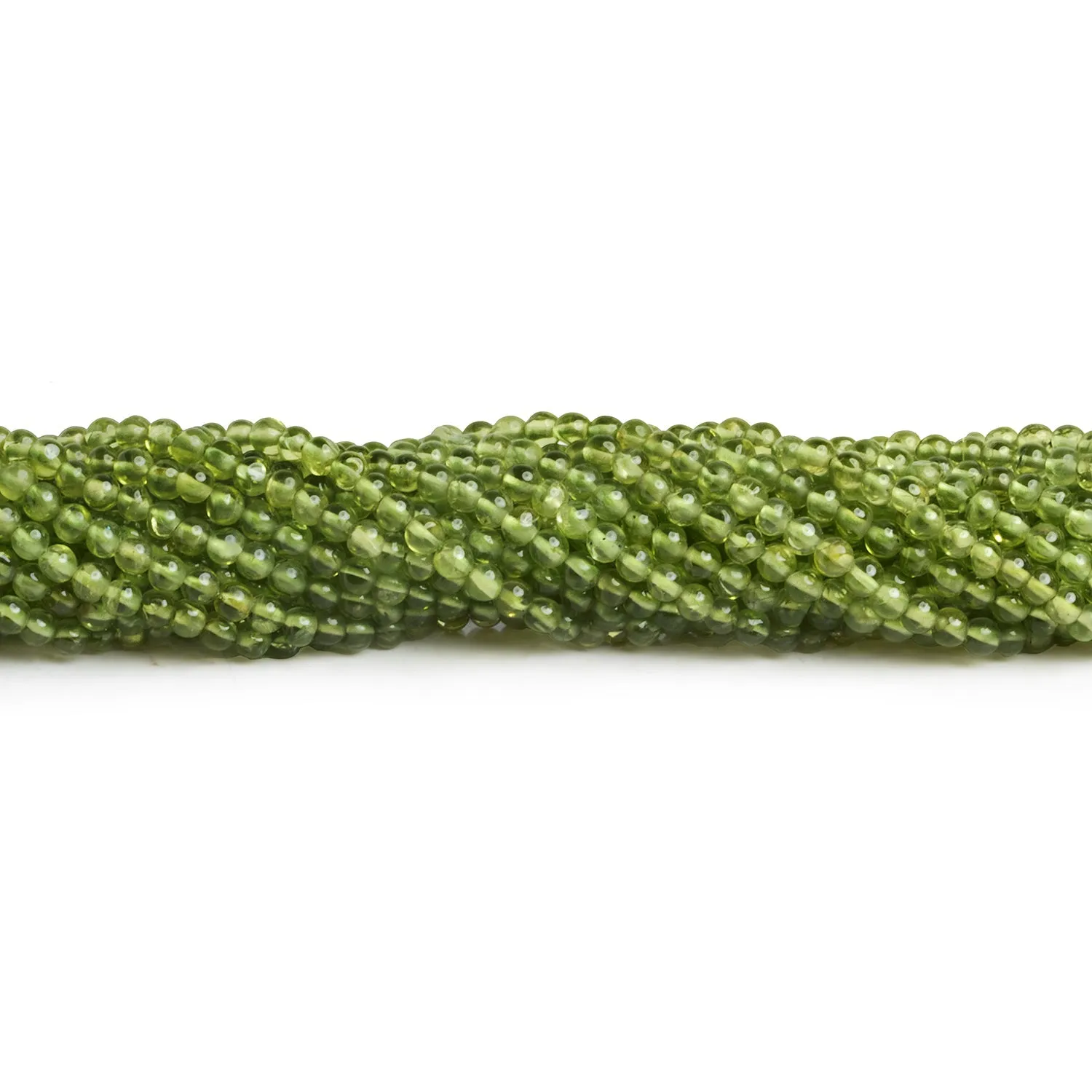 3-3.5mm Peridot Handcut Plain Rounds 12 inch 95 beads