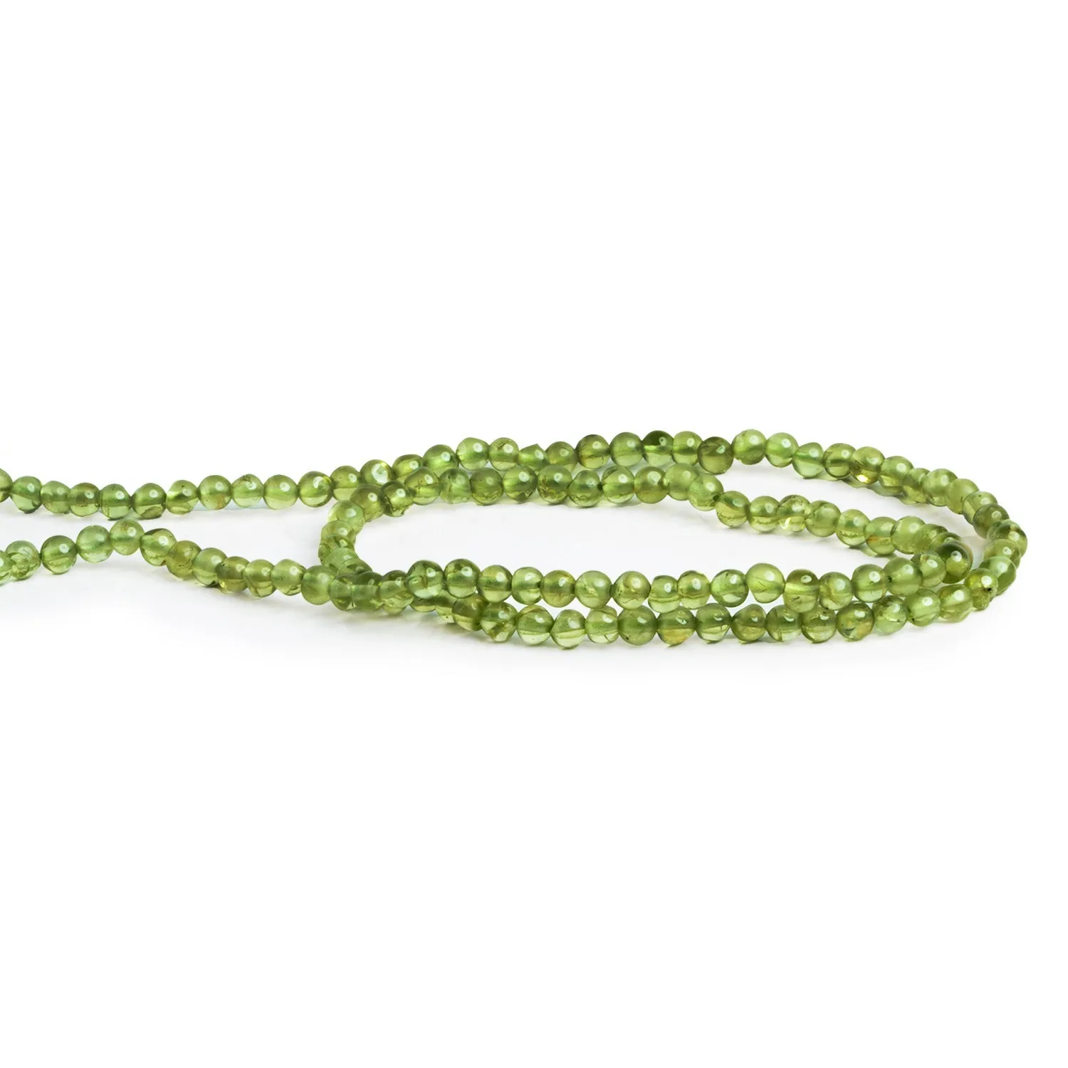3-3.5mm Peridot Handcut Plain Rounds 12 inch 95 beads