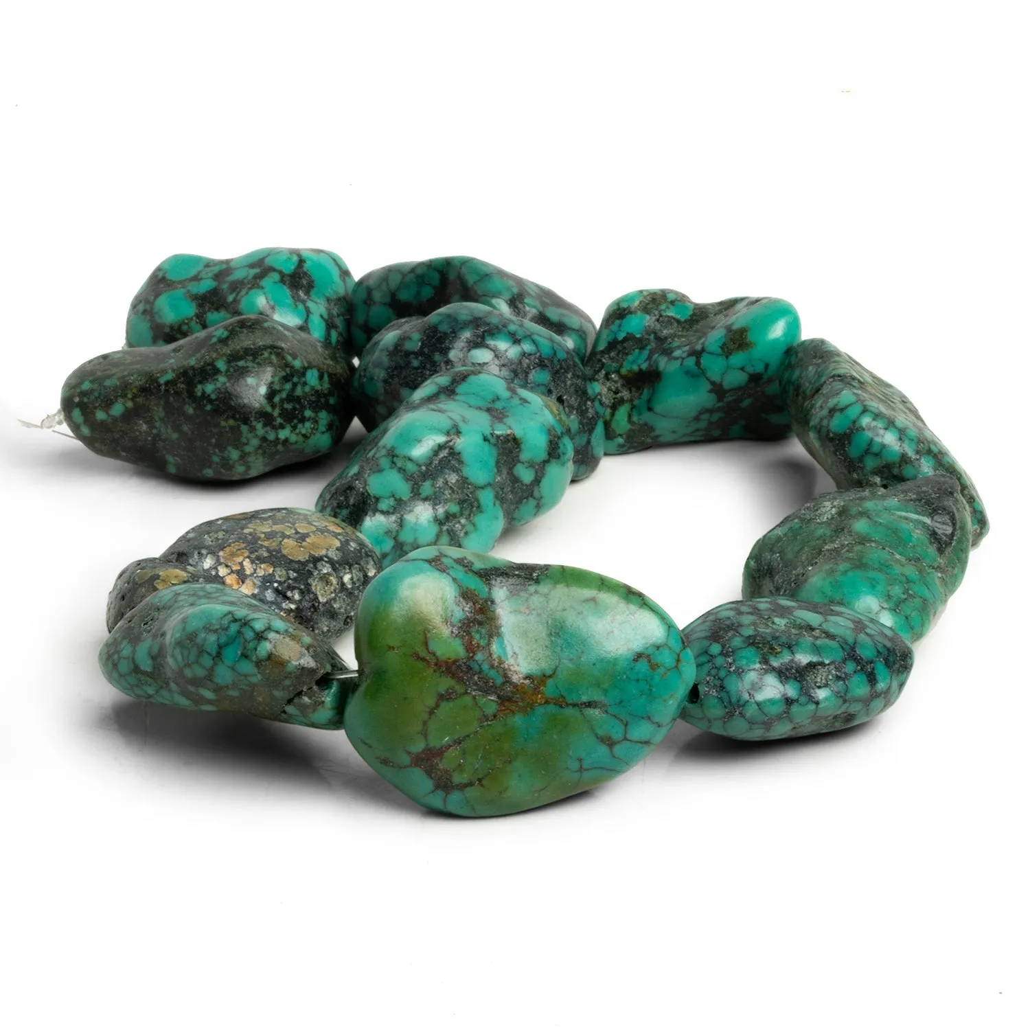 30x21mm Turquoise Plain Nuggets 12 inch 10 beads