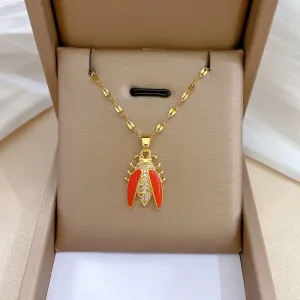 316L Stainless Steel Cicada Insects Pendant Necklace For Women