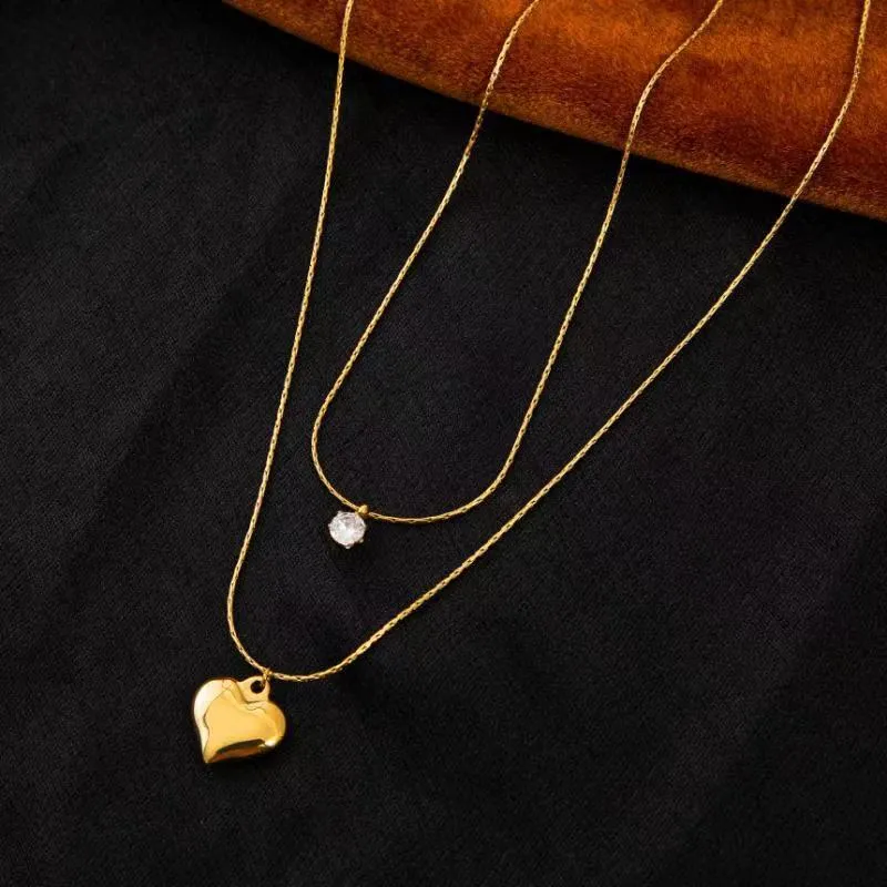 316L Stainless Steel Double Pendant Necklace For Women