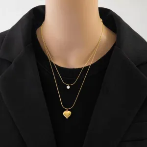 316L Stainless Steel Double Pendant Necklace For Women