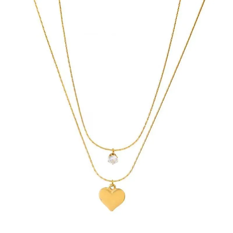 316L Stainless Steel Double Pendant Necklace For Women