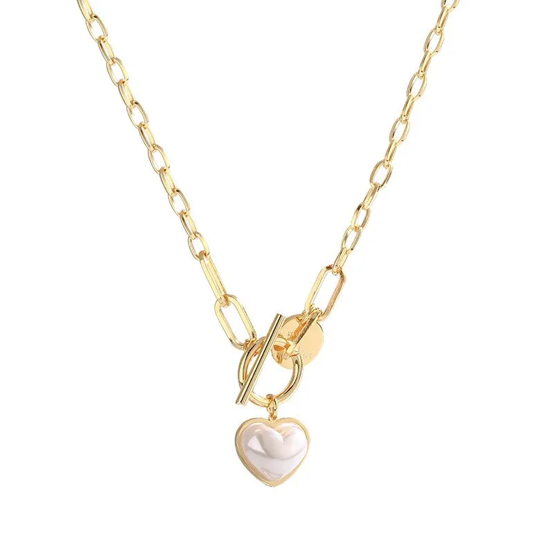 316L Stainless Steel Elegant Love Heart Baroque Pearl Necklace