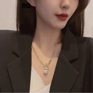316L Stainless Steel Elegant Love Heart Baroque Pearl Necklace