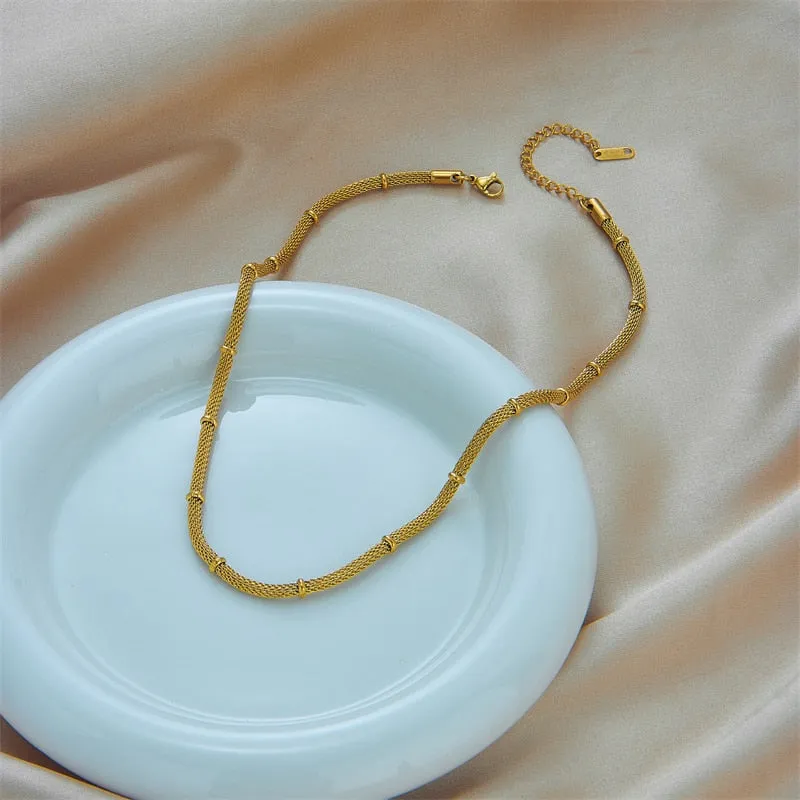316L Stainless Steel Gold Color Cuban Link Chain For Women