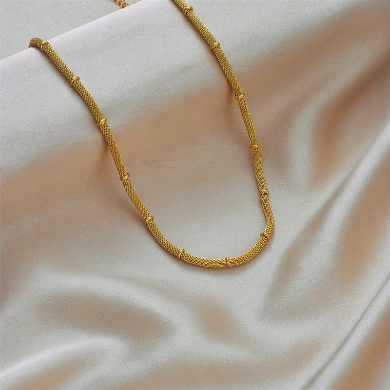 316L Stainless Steel Gold Color Cuban Link Chain For Women