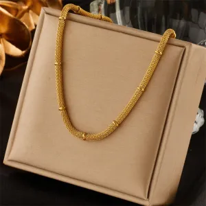 316L Stainless Steel Gold Color Cuban Link Chain For Women